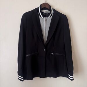 Jamison Kieran Black Women's Jacket with Striped Details - Size M
